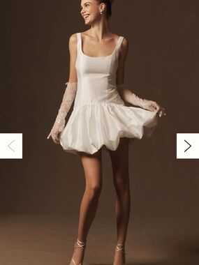 Hutch Ivory Satin Bubble Hem Dress